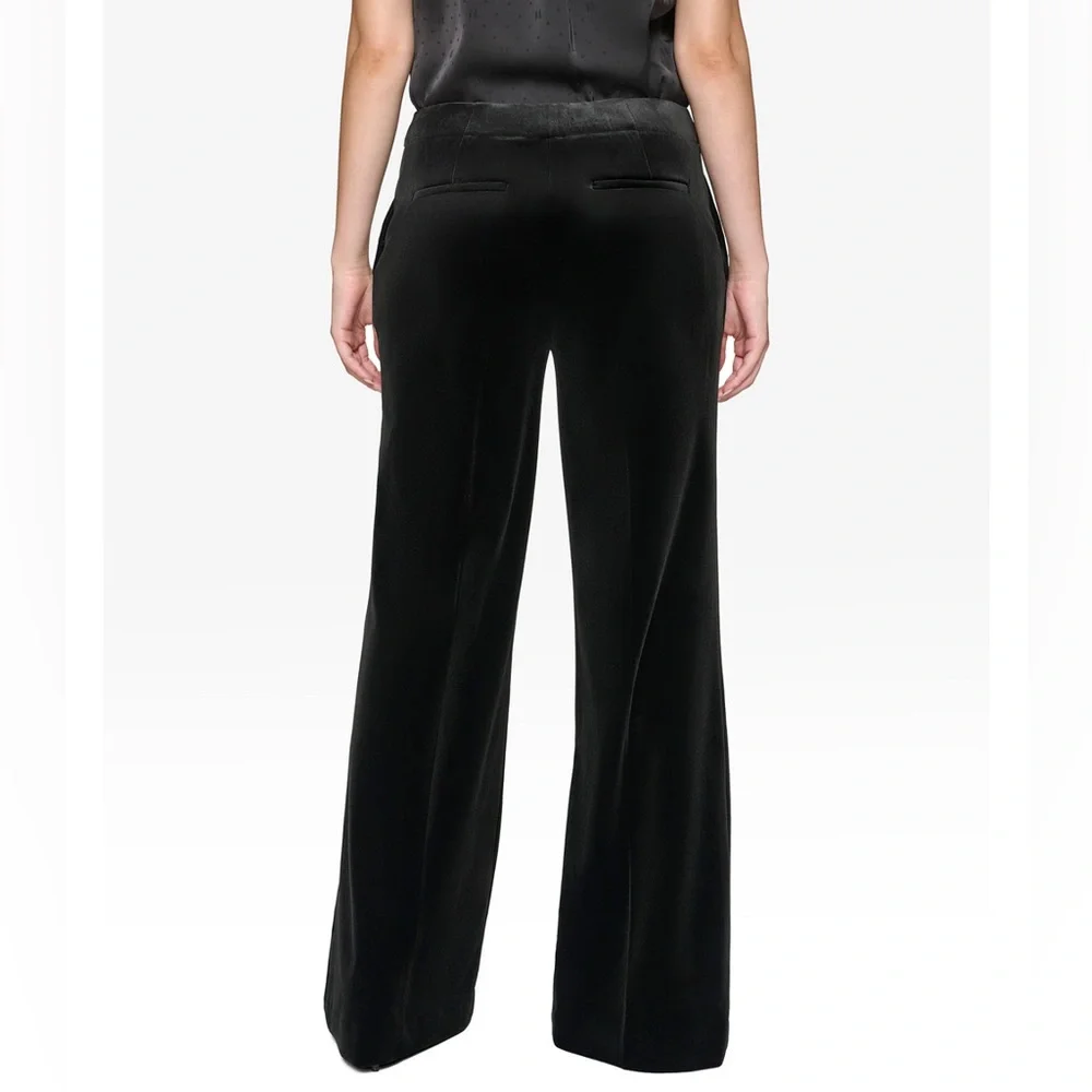 Karl Lagerfeld Velvet Pants Women's Size 12 Black Wide Leg Rhinestone Detail. - Picture 6 of 13